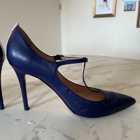 SJP by Sarah Jessica Parker T Strap Heel - Purple Leather 9.5 - Picture 6 of 15